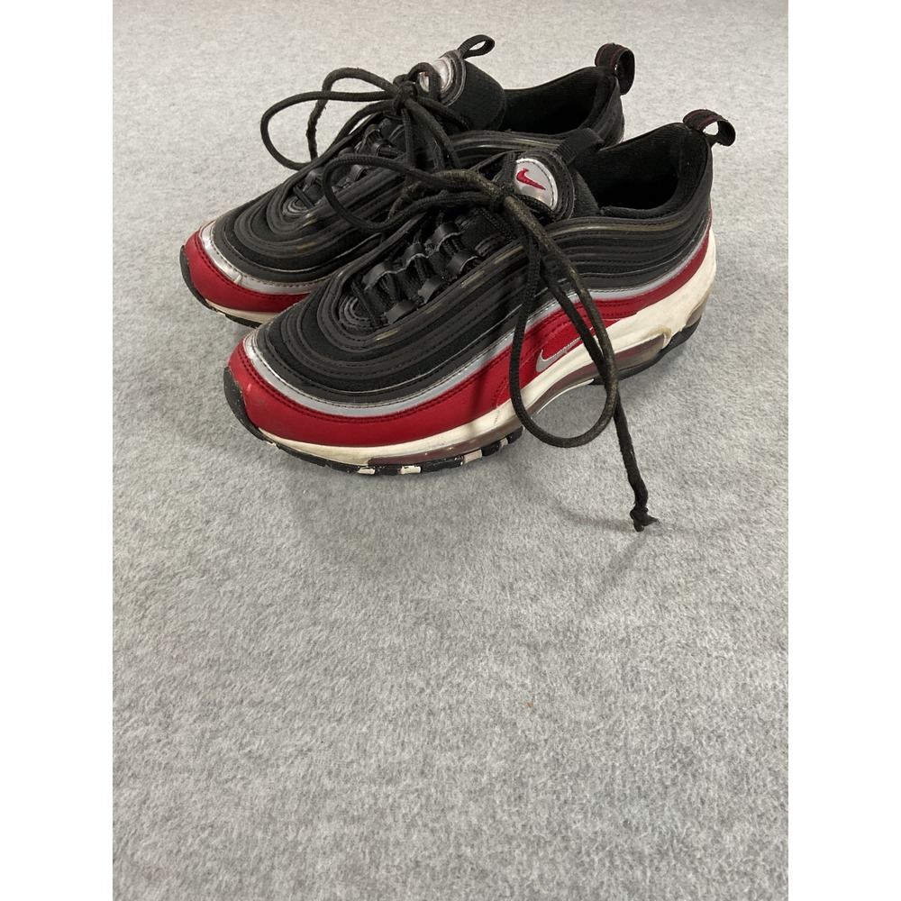 Nike Air Max 97 Kids Black Red Silver Sneakers FB3245-001 Size 3.5Y